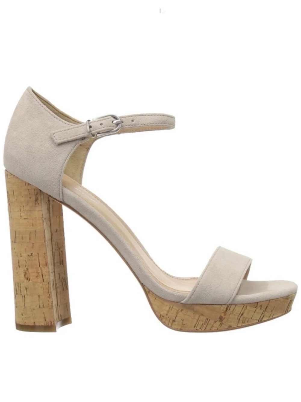 Pour La Victoire Yvettecs Beige Sand Stiletto Block Heel Sandal Ankle Strap Pump